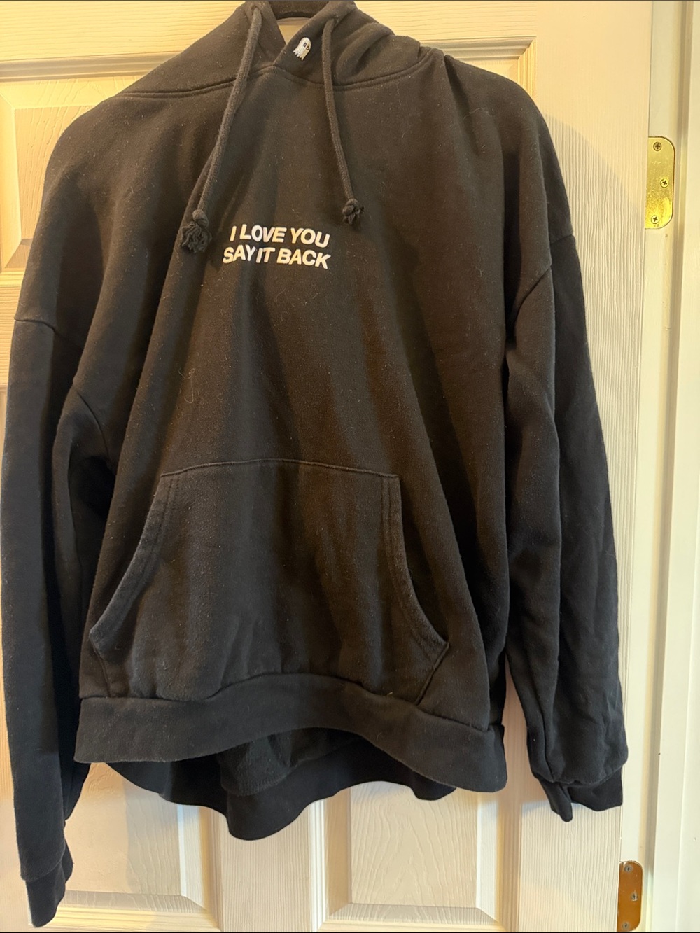 Lonely Ghost Black Hoodie Sweater with "I LOVE YOU SAY IT BACK" Graphic